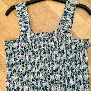 Veronica Beard Floral Smocked Tank Top
